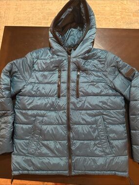 Men's Lucky Brand Blue Puffer Hooded Jacket